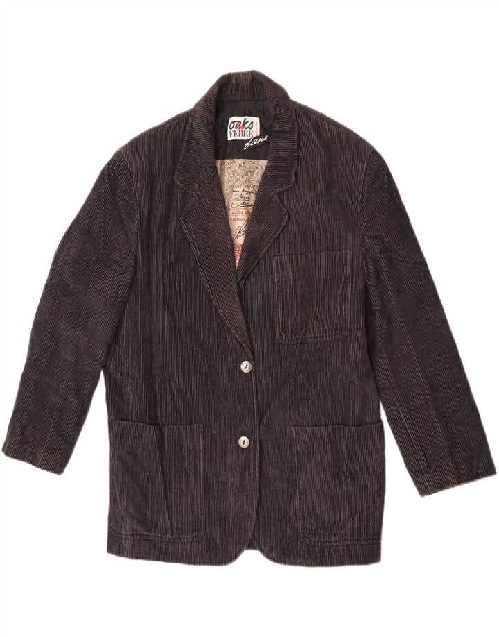 Giacca blazer da donna in velluto a coste a 2 bottoni Ferre IT 44 cotone blu navy medio