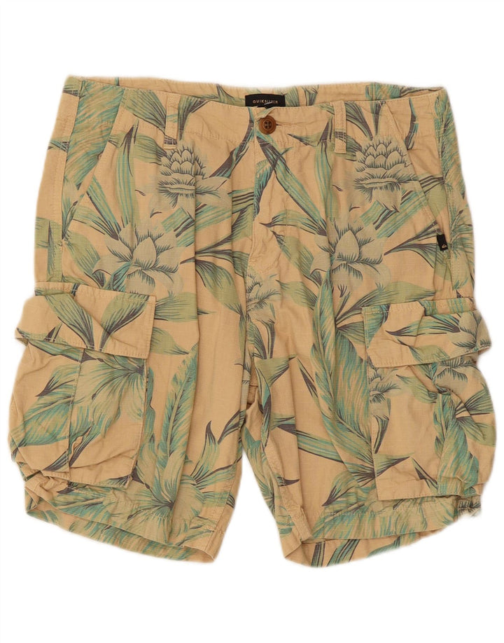 QUIKSILVER Mens Cargo Shorts W30 Medium  Beige Floral Cotton