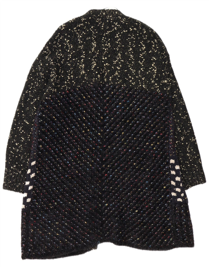 Desigual Womens Longline Cardigan Sweater UK 14 Medium Black Flecked