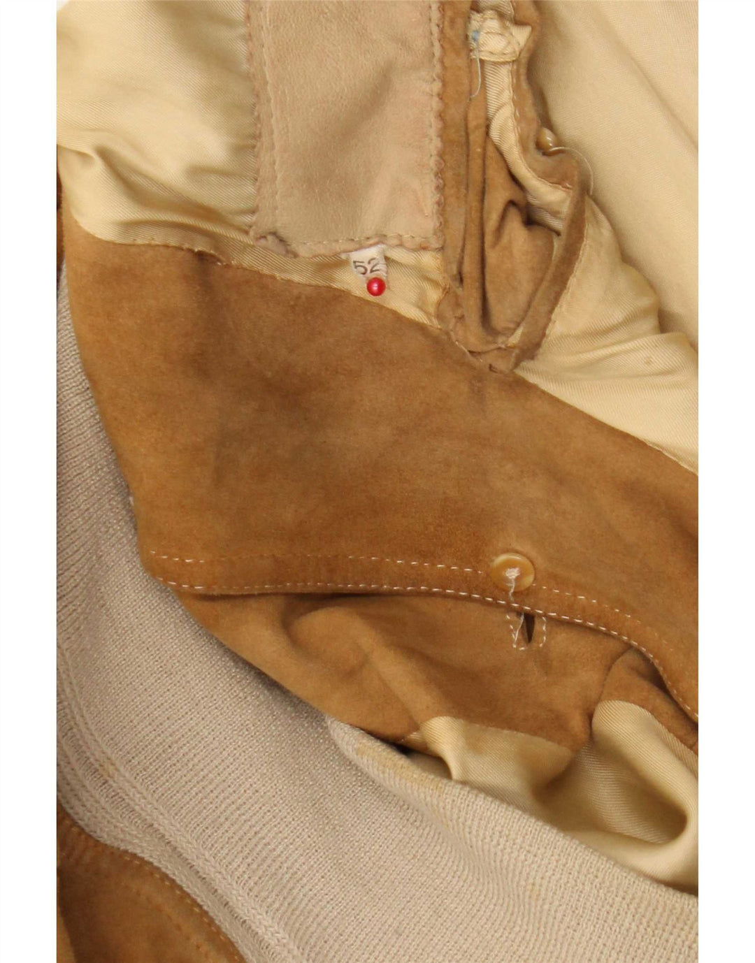 Giubbotto bomber vintage in pelle scamosciata da uomo IT 52 XL in pelle beige