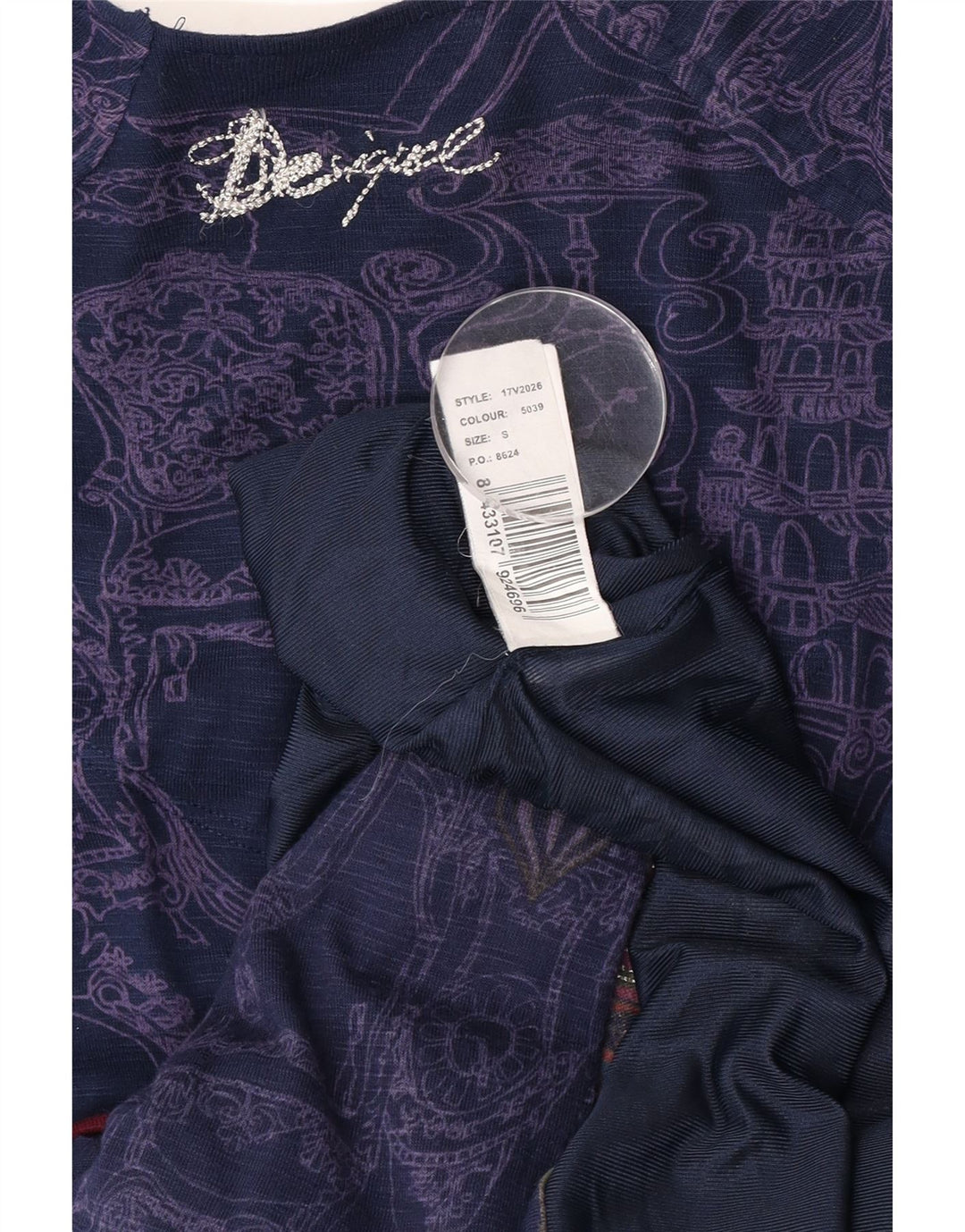 Desigual Abito da donna con motivo astratto a vita bassa UK 8 Small Blu navy