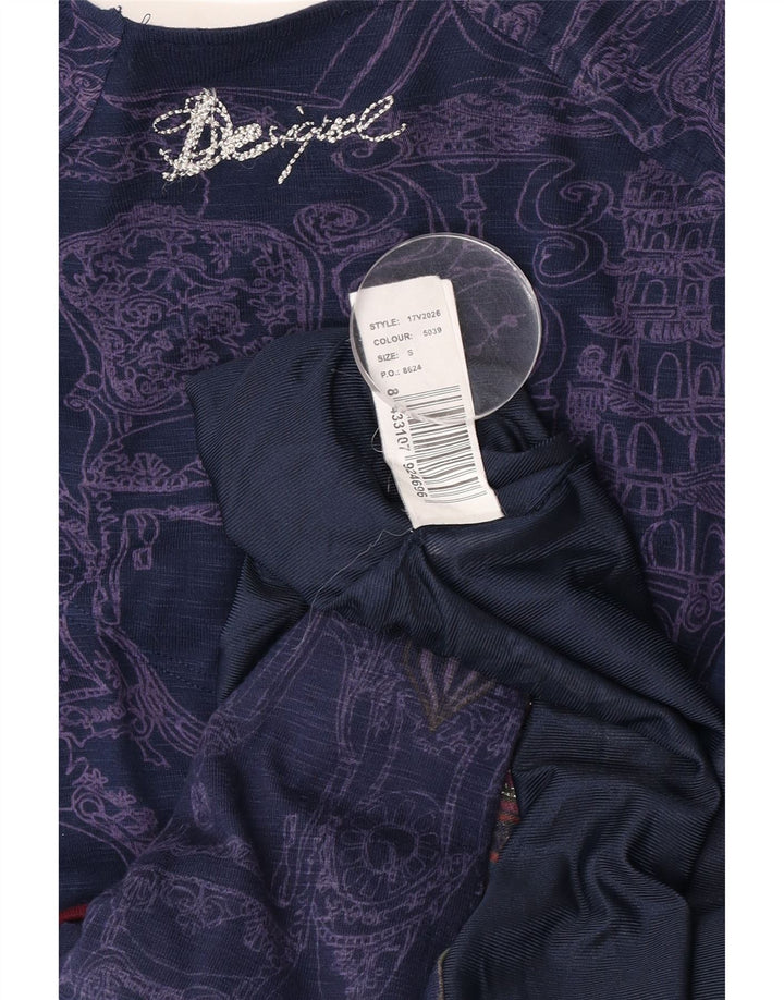 Desigual Abito da donna con motivo astratto a vita bassa UK 8 Small Blu navy