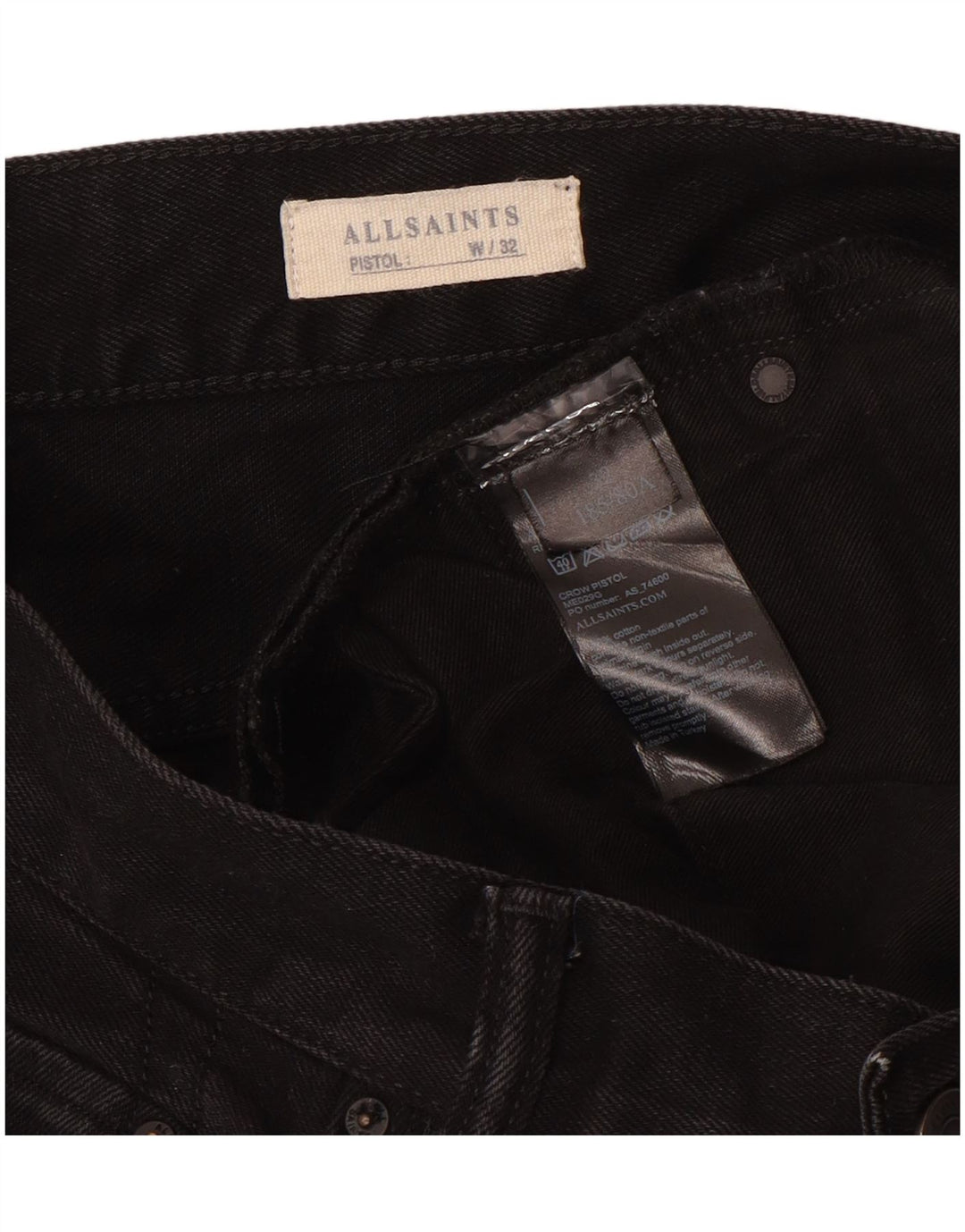 Jeans skinny da uomo ALL SAINTS W32 L31 cotone nero