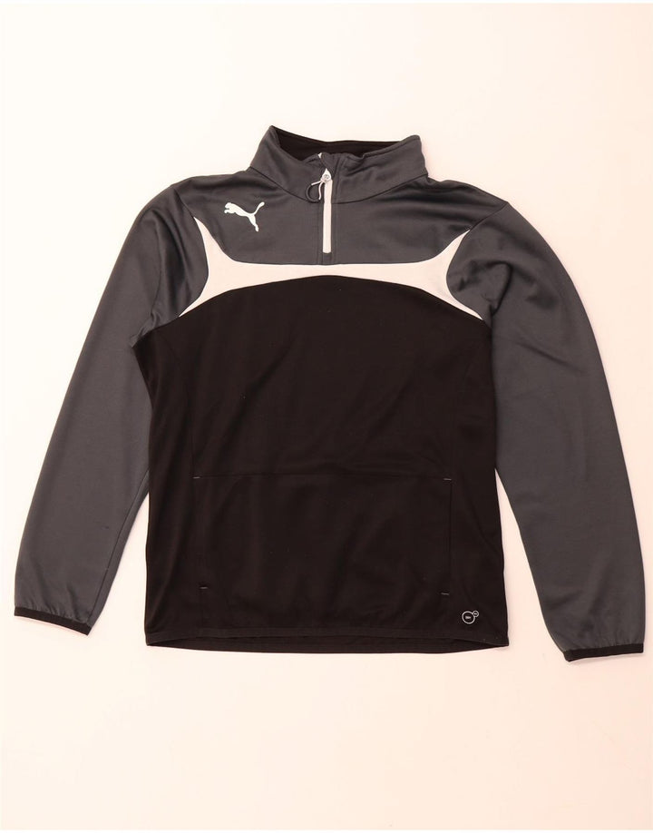 Maglia da ginnastica PUMA da uomo con zip e collo in tinta unita color nero medio