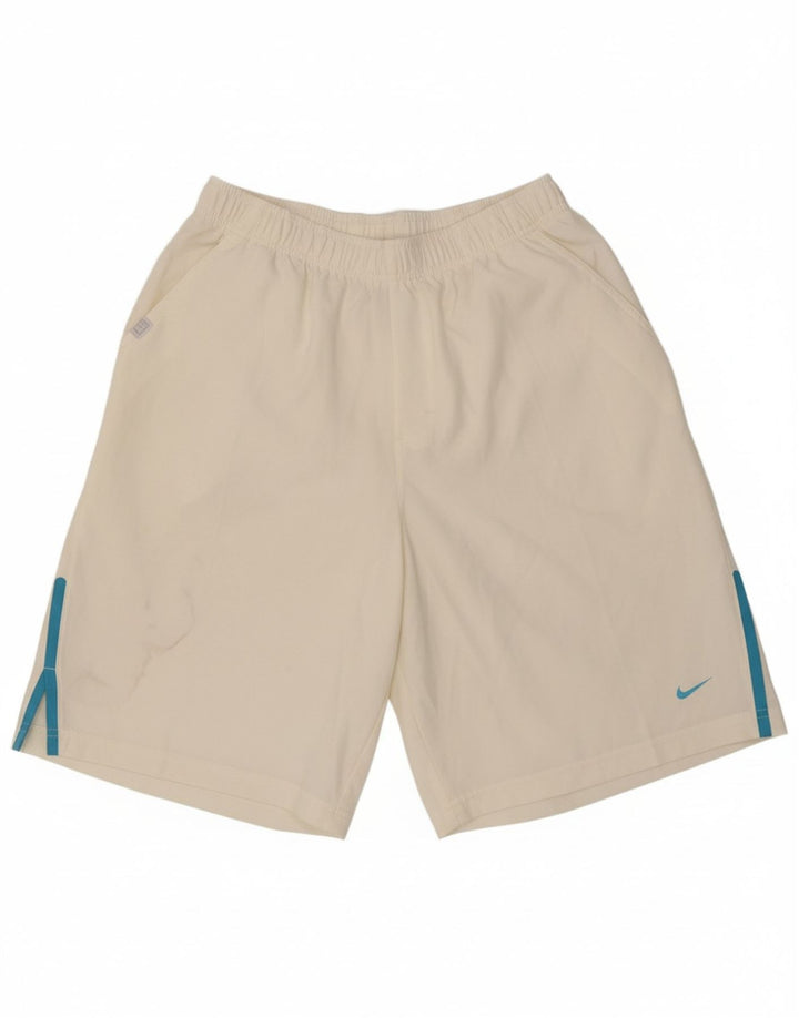 NIKE Boys Sport Shorts 13-14 Years XL Off White Polyester