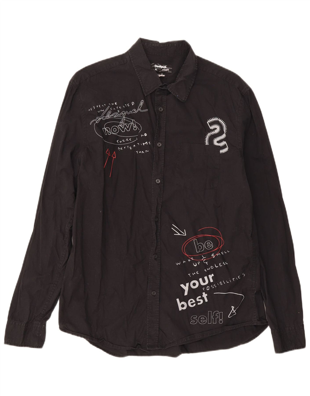 Camicia Desigual da uomo con vestibilità regolare grafica XL in cotone nero