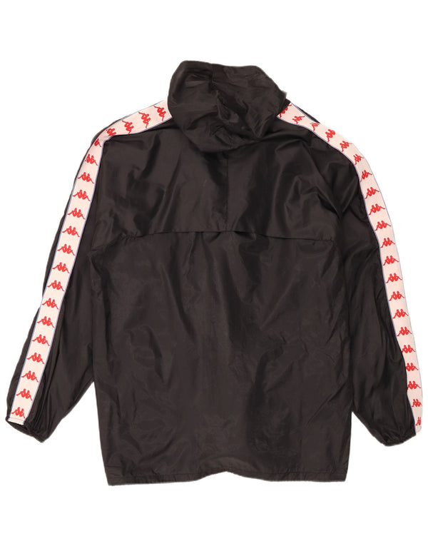 Giacca antipioggia con cappuccio grafico da uomo Kappa UK 38 nylon color block medio nero