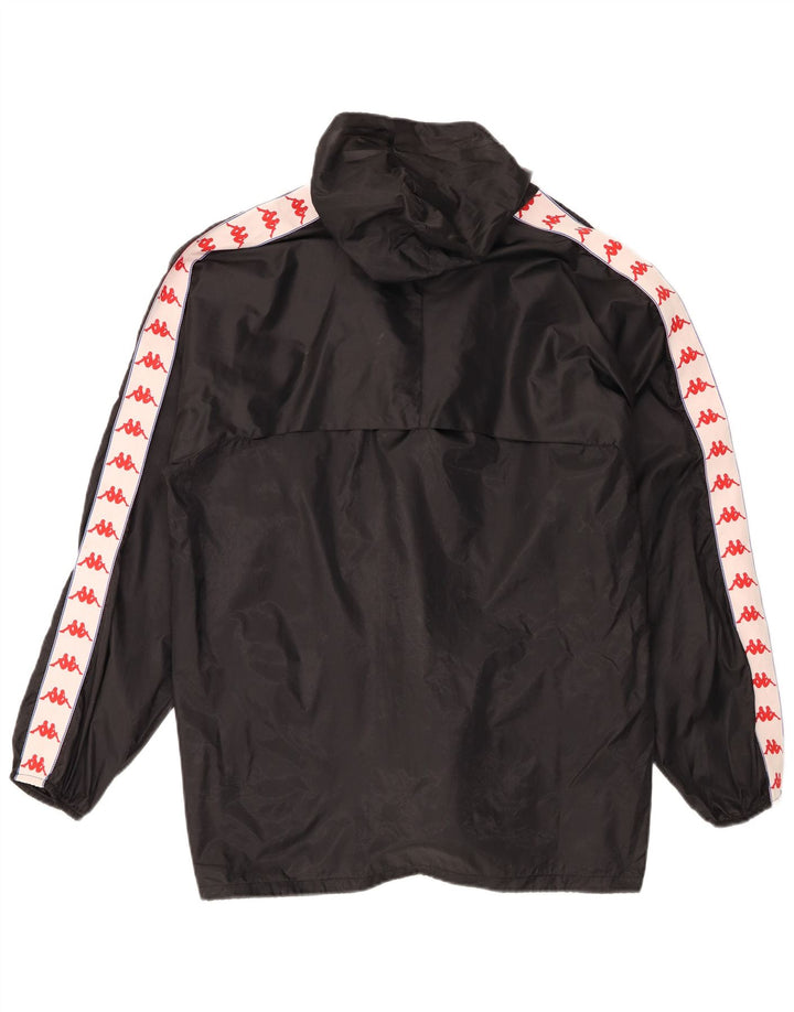 Giacca antipioggia con cappuccio grafico da uomo Kappa UK 38 nylon color block medio nero