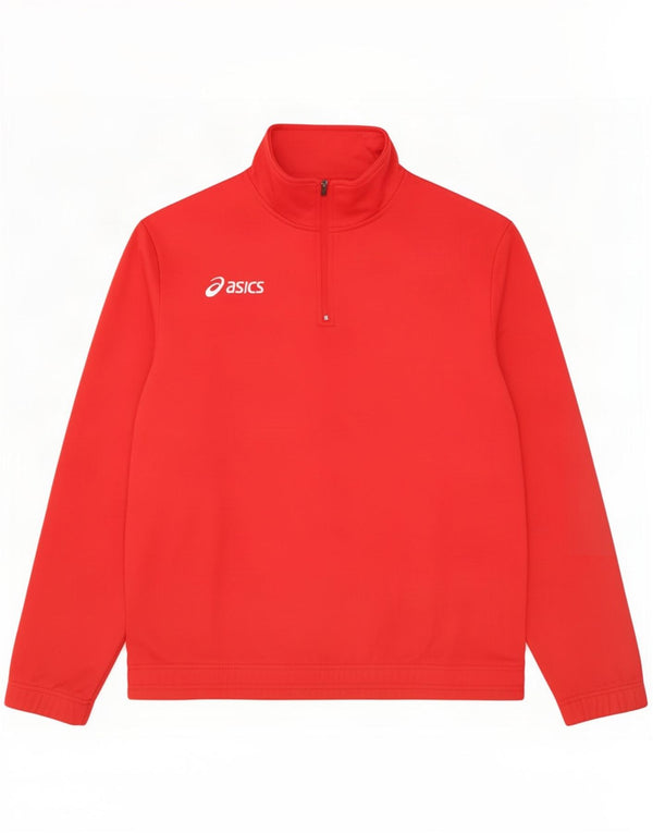 Felpa Asics con collo con zip per ragazzi, 13-14 anni, poliestere rosso