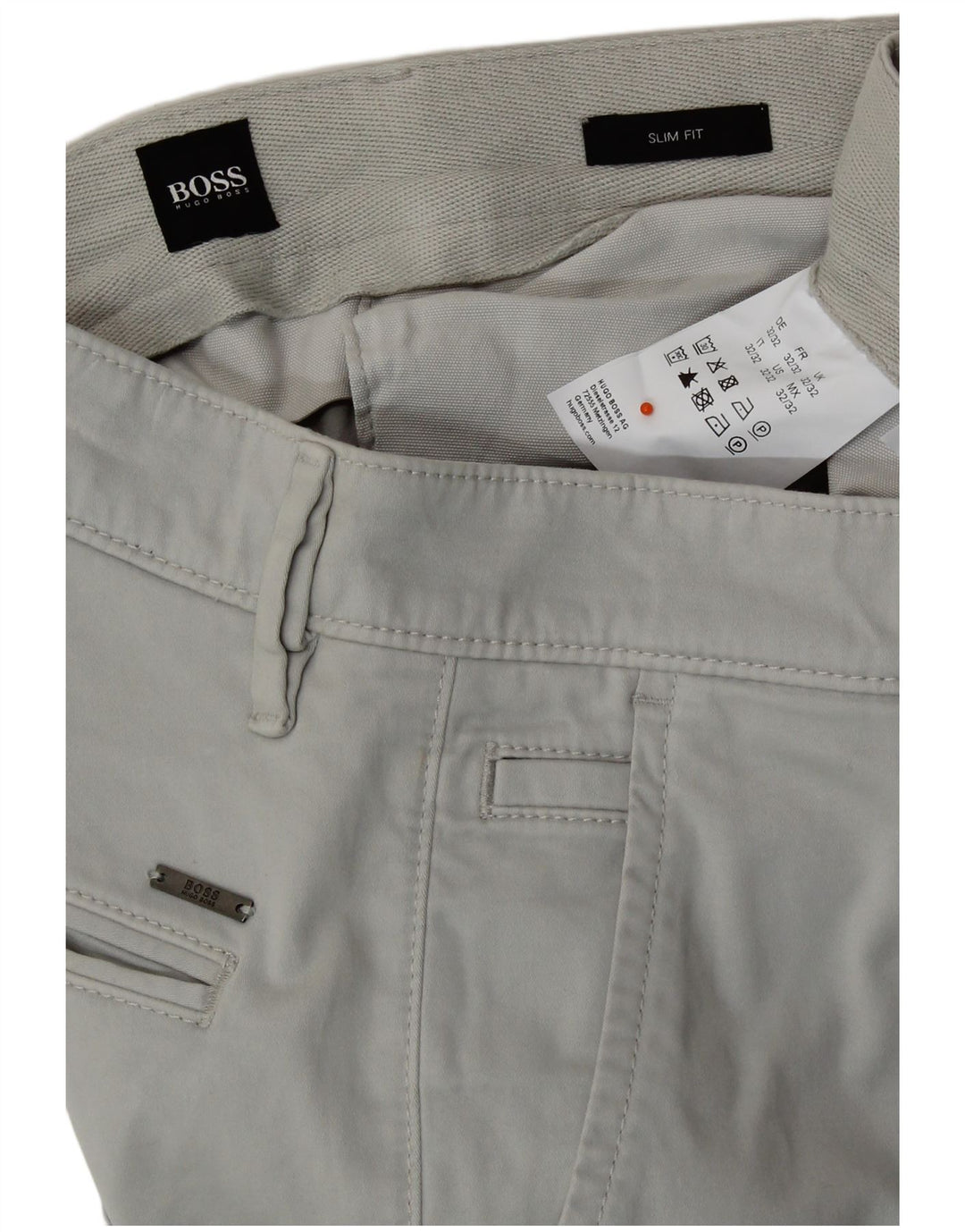 Pantaloni chino slim fit da donna HUGO BOSS W32 L29 cotone grigio