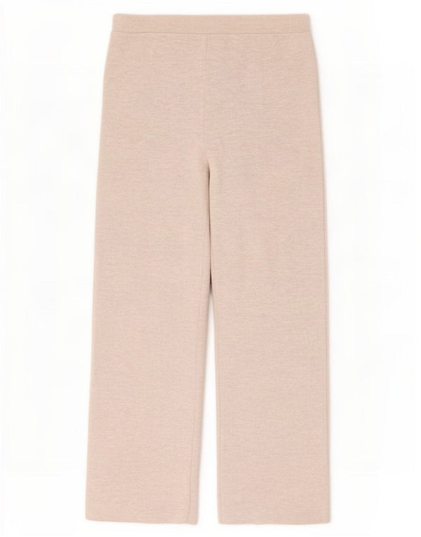Pantaloni larghi lavorati a maglia da donna Zara UK 14 Poliestere beige medio