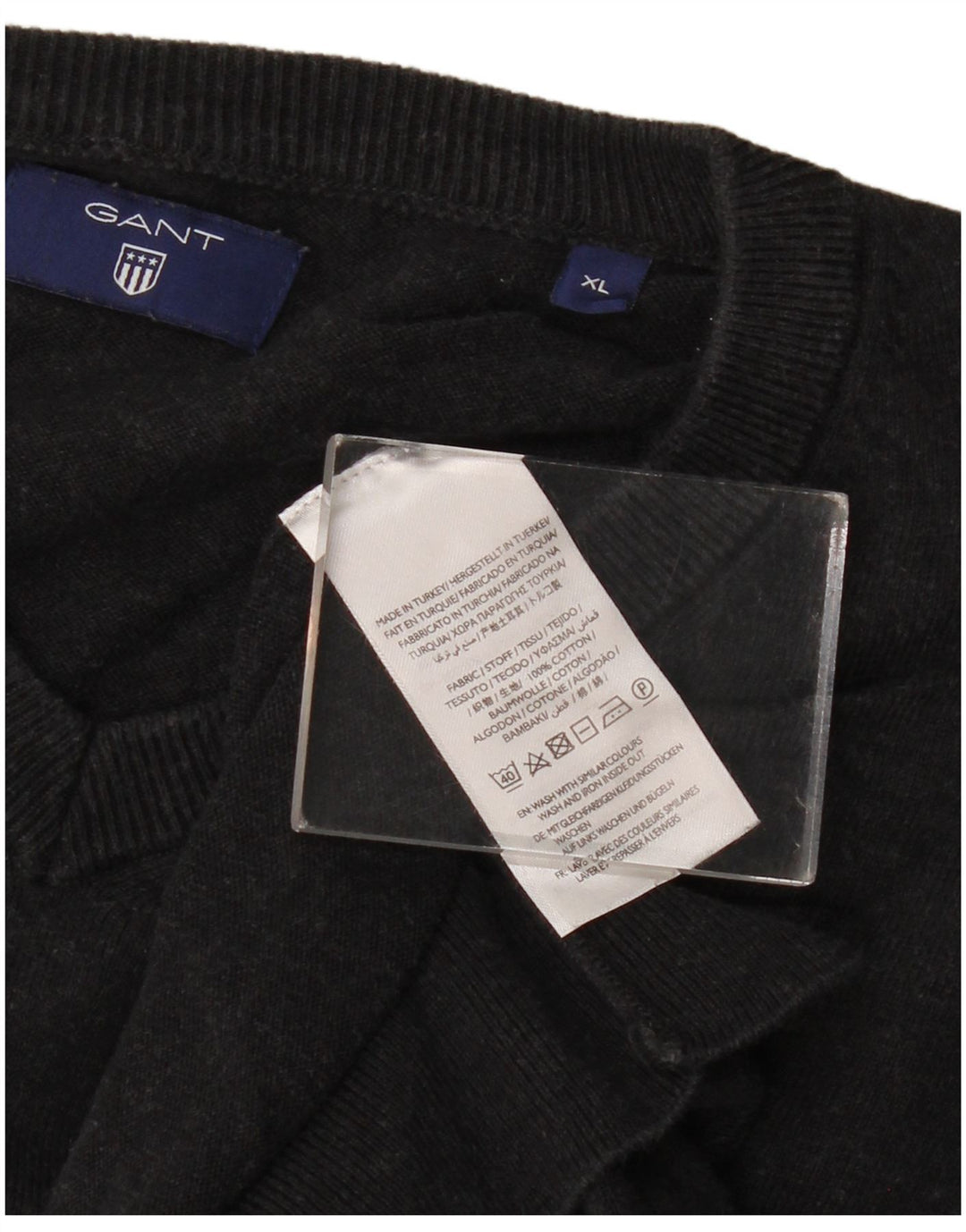 GANT Maglione da donna con scollo a V XL in cotone grigio