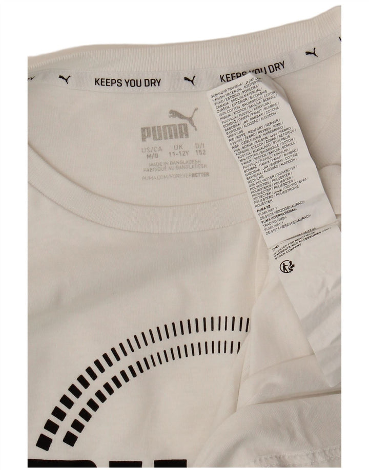 T-shirt grafica da ragazzo Puma Top 11-12 anni cotone bianco medio