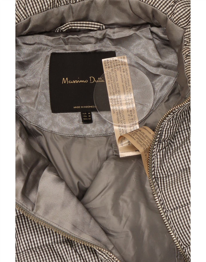 Giacca imbottita da donna Massimo Dutti UK 14 Poliestere a quadretti grigio medio