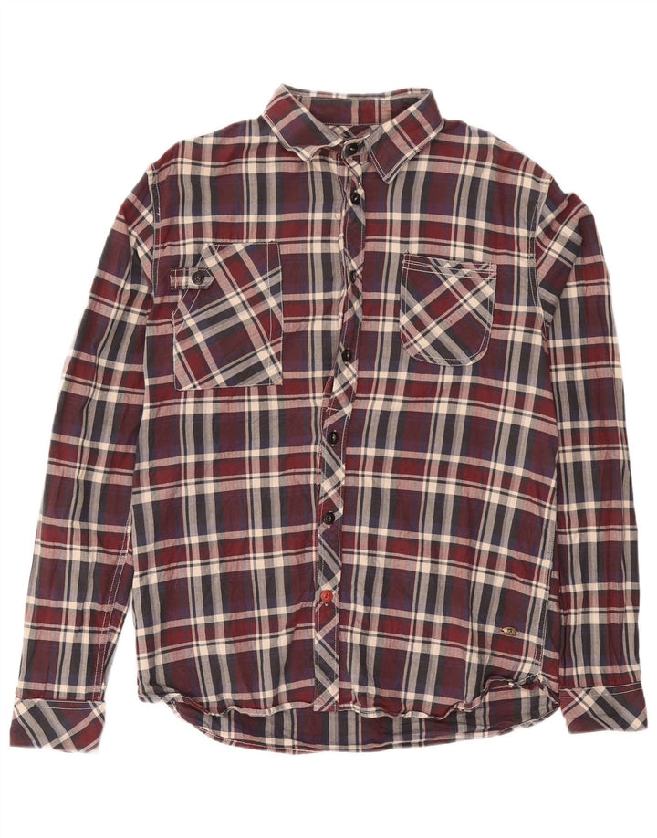 SCOTCH & SODA Camicia in flanella da uomo a quadri bordeaux grandi
