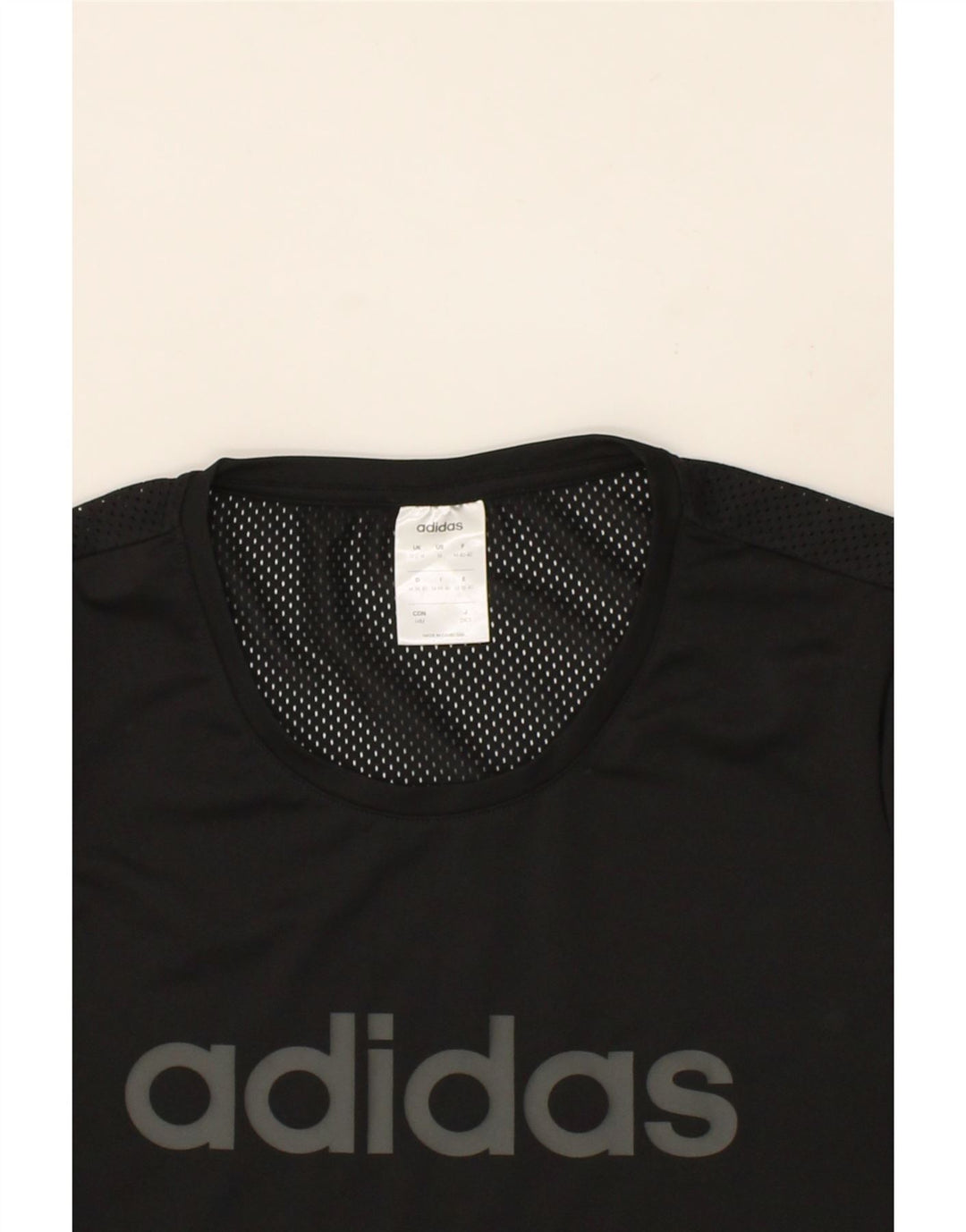 ADIDAS Womens Graphic T-Shirt Top UK 12 Medium Black Polyester Vintage Adidas and Second-Hand Adidas from Messina Hembry 