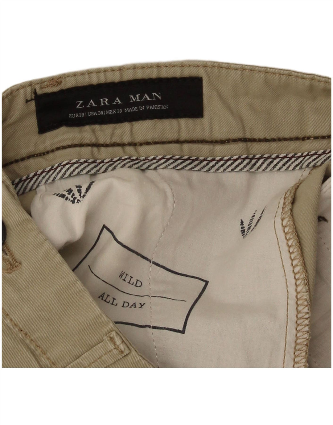 Pantaloncini chino da uomo Zara EU 38 piccoli W30 Beige