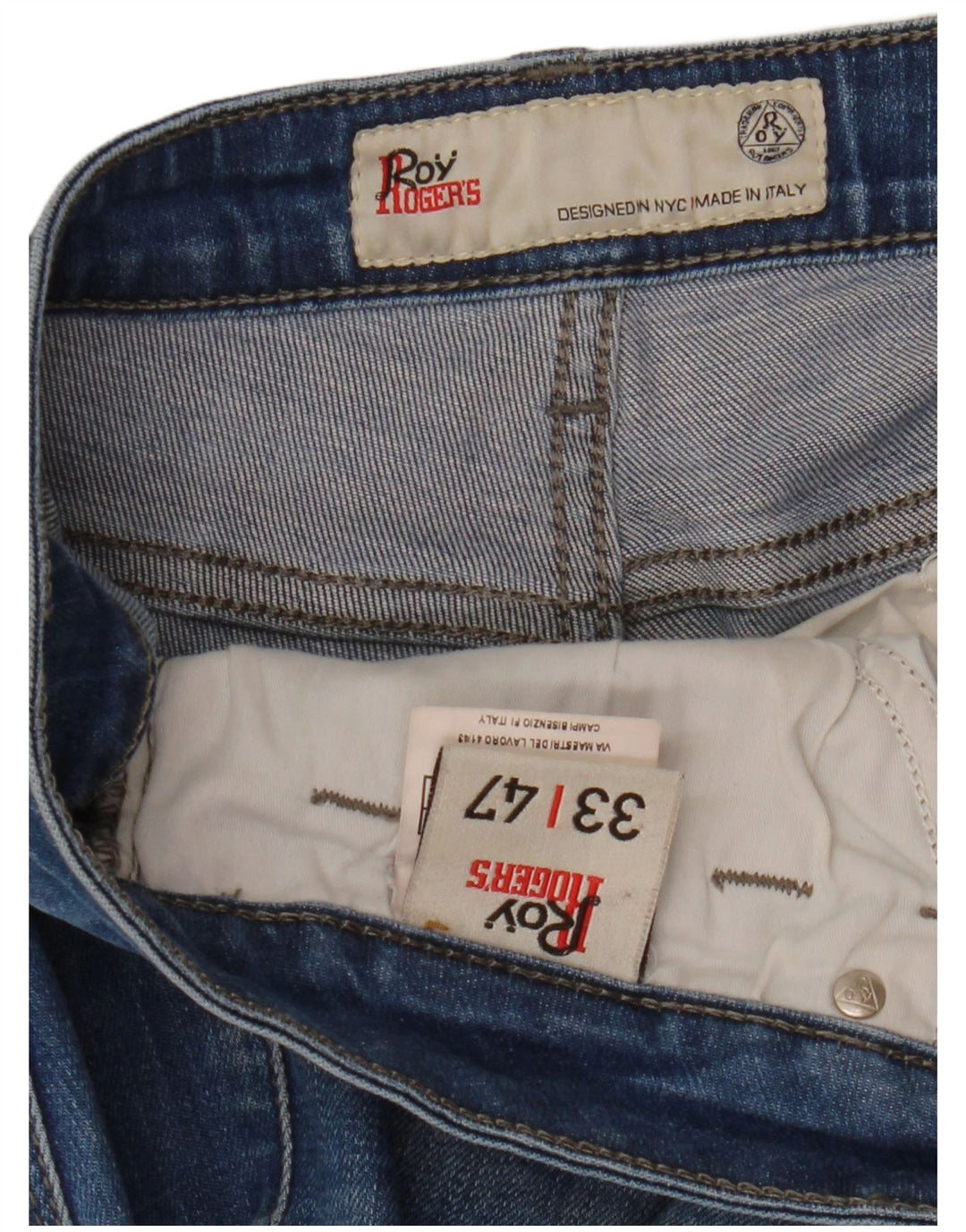 Jeans slim da donna Roy Rogers IT 47 Large W33 L32 Cotone blu