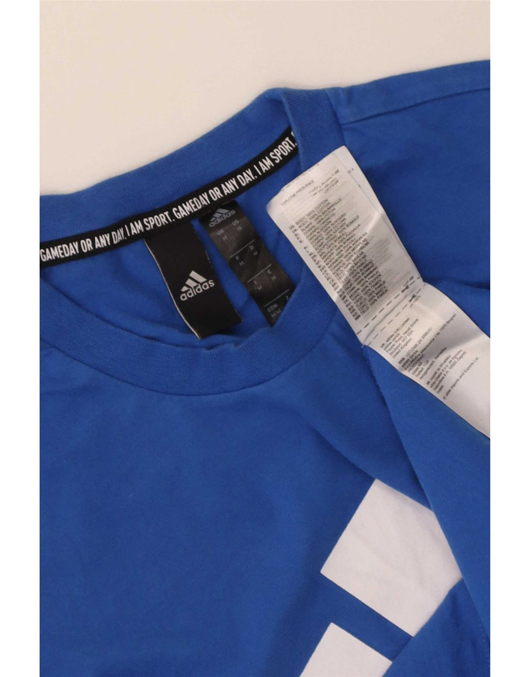 T-shirt grafica da uomo Adidas Top in cotone blu medio