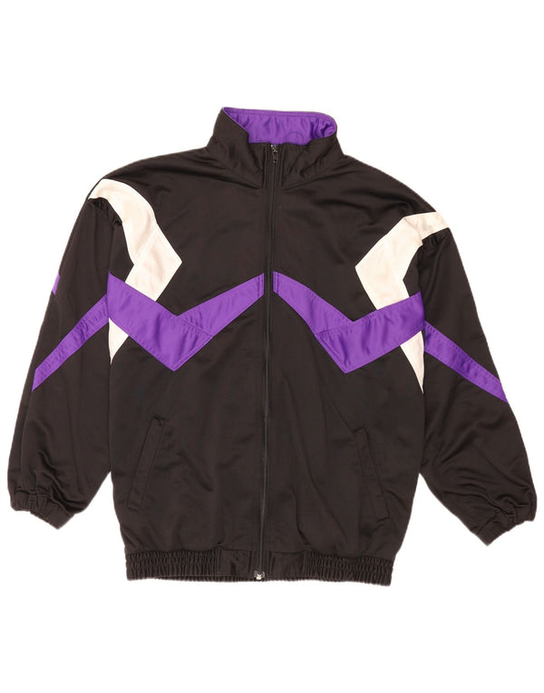 Giacca da tuta da uomo vintage vestibilità ampia con vestibilità ampia, colore nero medio retrò a blocchi di colore