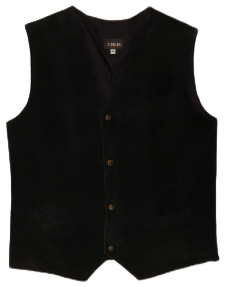 Gilet in pelle scamosciata da uomo Pionier medio nero