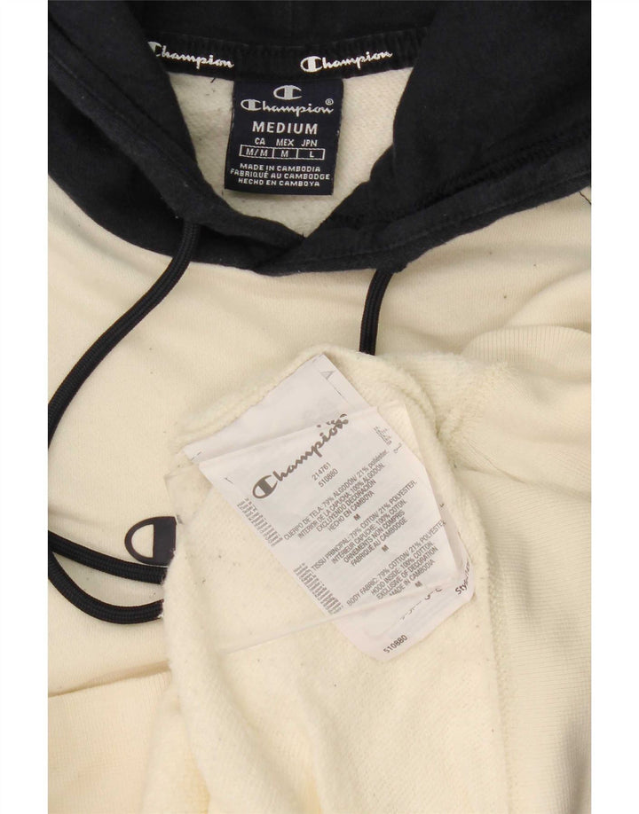 Felpa con cappuccio da uomo Champion, cotone color block bianco medio