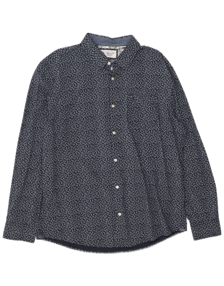 Camicia da uomo Penguin XL in cotone geometrico blu