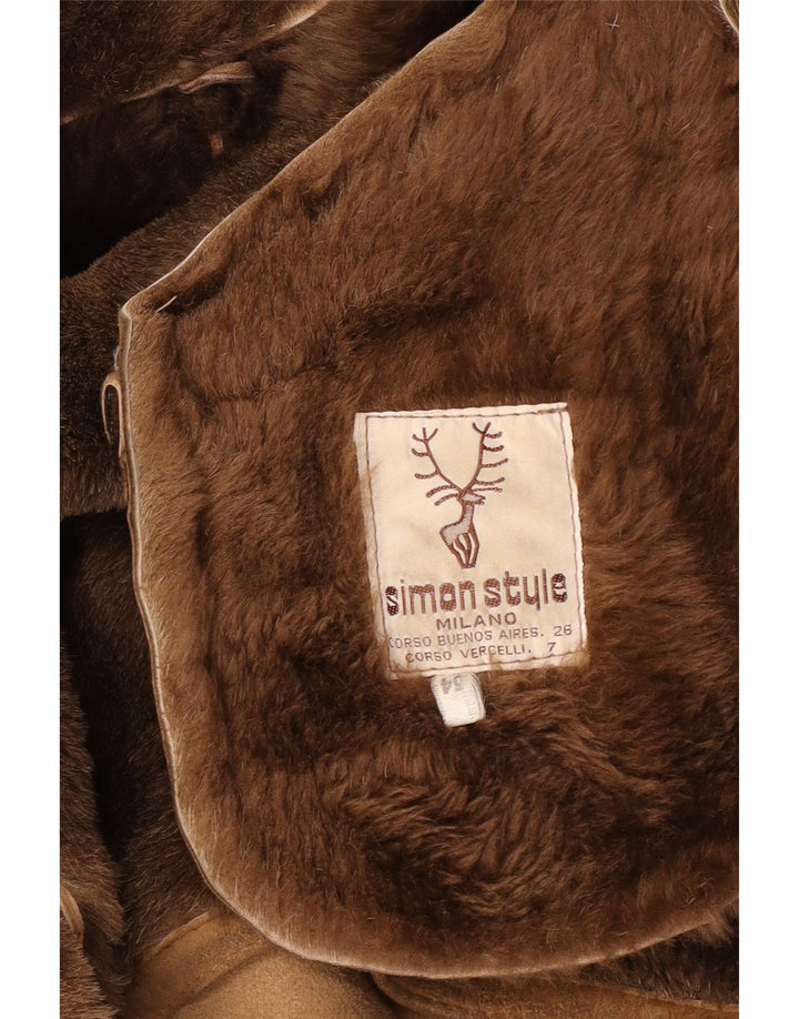 Cappotto vintage in shearling da uomo IT 54 2XL Beige