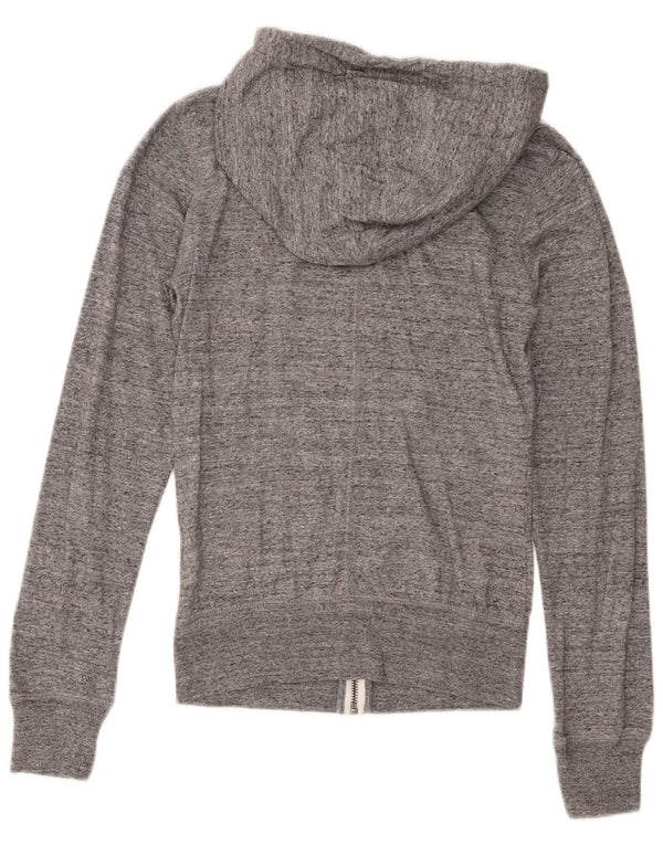 Felpa con cappuccio e zip da donna Nike UK 6 XS cotone chiazzato grigio