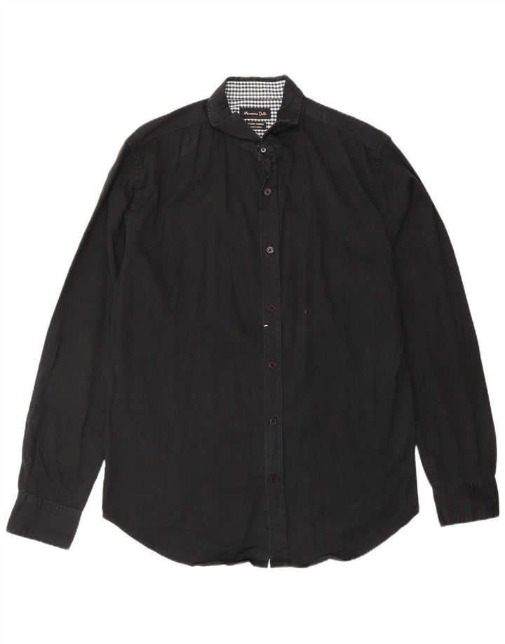 Camicia da uomo MASSIMO DUTTI EU 40 Cotone color block medio nero