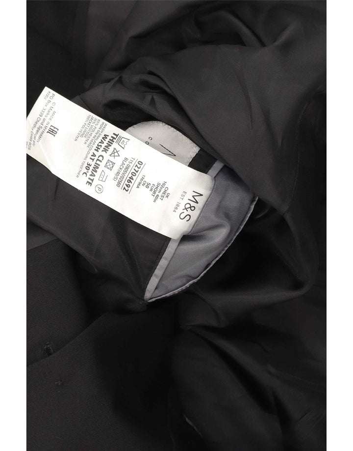 Giacca blazer corta da uomo Marks & Spencer a 2 bottoni UK 40 media nera