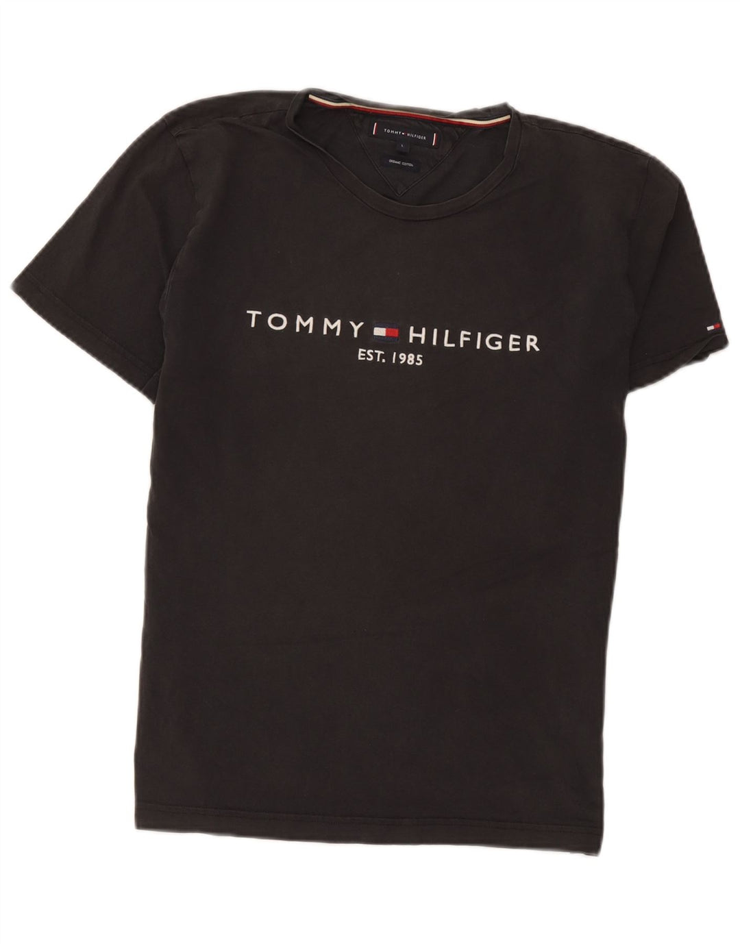 TOMMY HILFIGER T-shirt grafica da uomo Top grande in cotone grigio