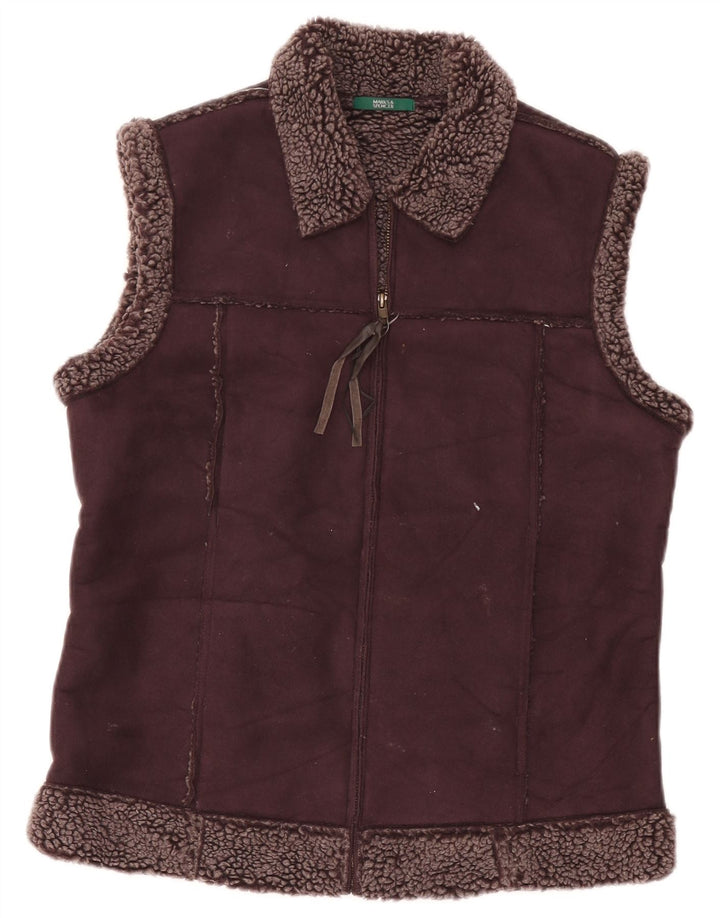 Gilet Sherpa da donna Marks & Spencer UK 12 poliestere bordeaux medio