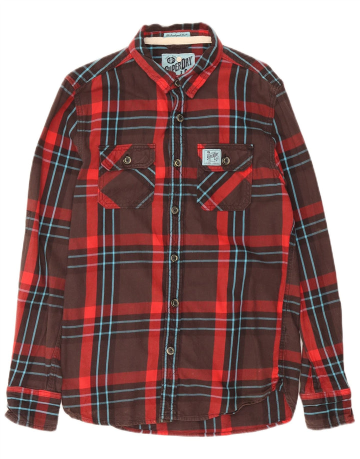 Camicia da uomo in flanella Superdry in cotone a quadri marrone medio