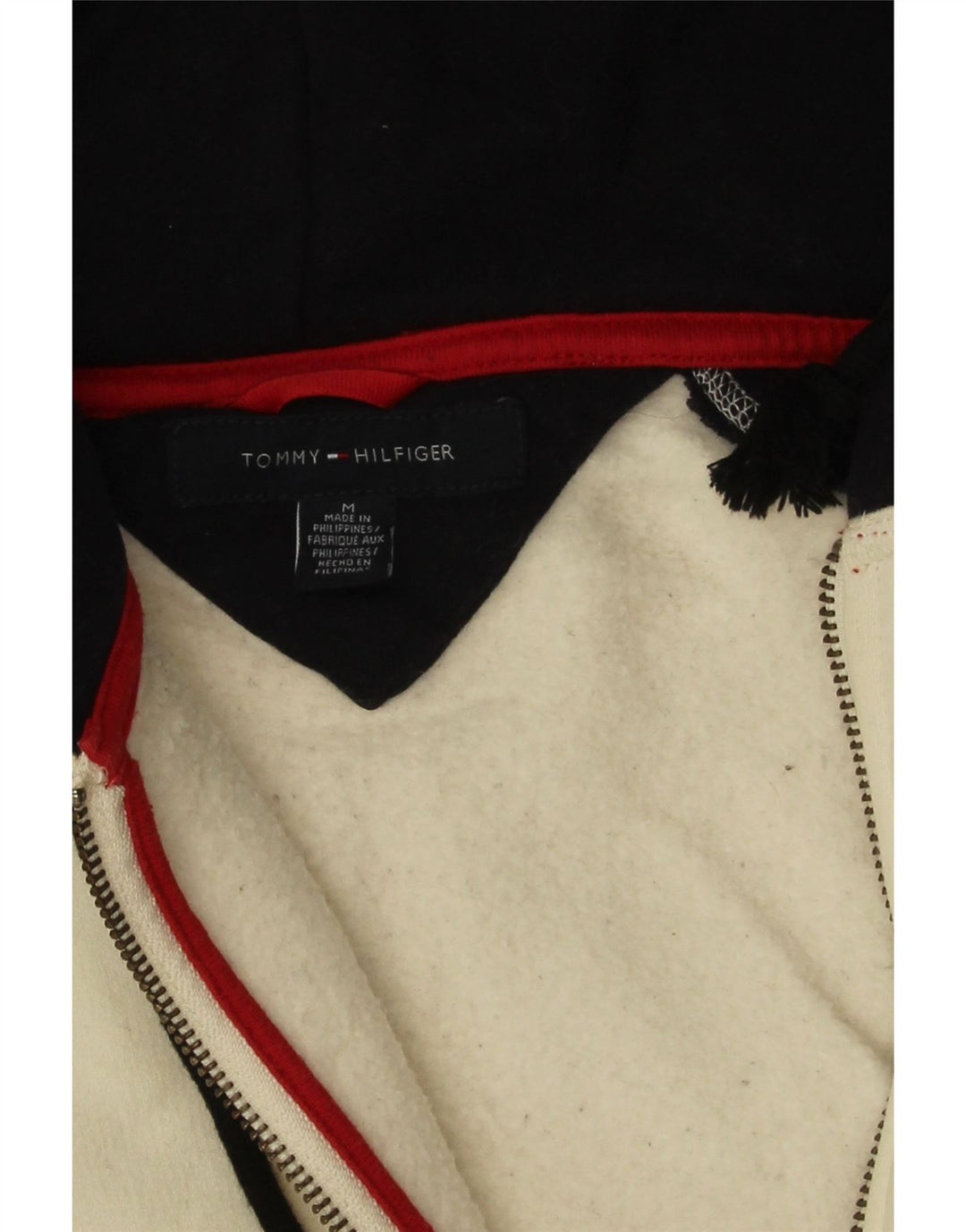 Maglione con cappuccio e zip da uomo Tommy Hilfiger Medium Off White Colourblock