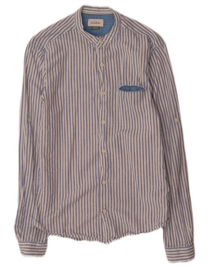 Camicia da uomo Pull & Bear Small Blu gessato in cotone