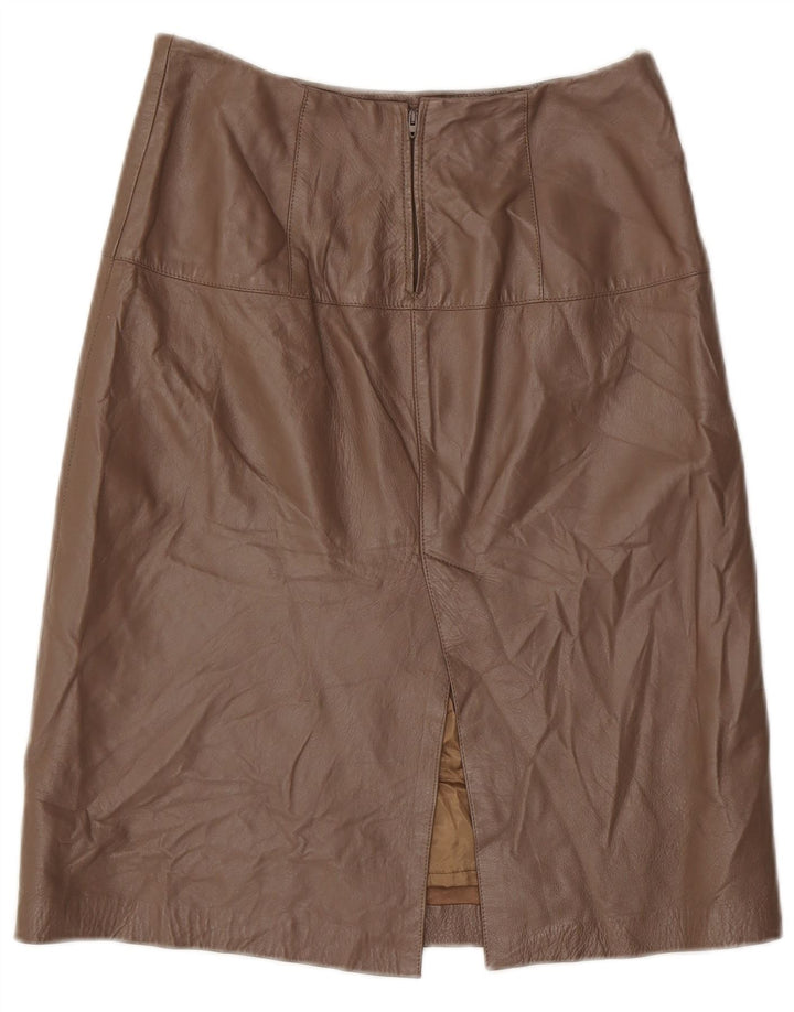 Gonna in pelle vintage da donna IT 42 media W28 marrone