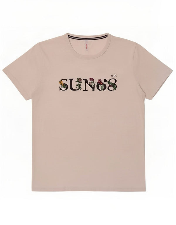 T-shirt grafica da donna Sun68 Top UK 14 grande cotone bianco