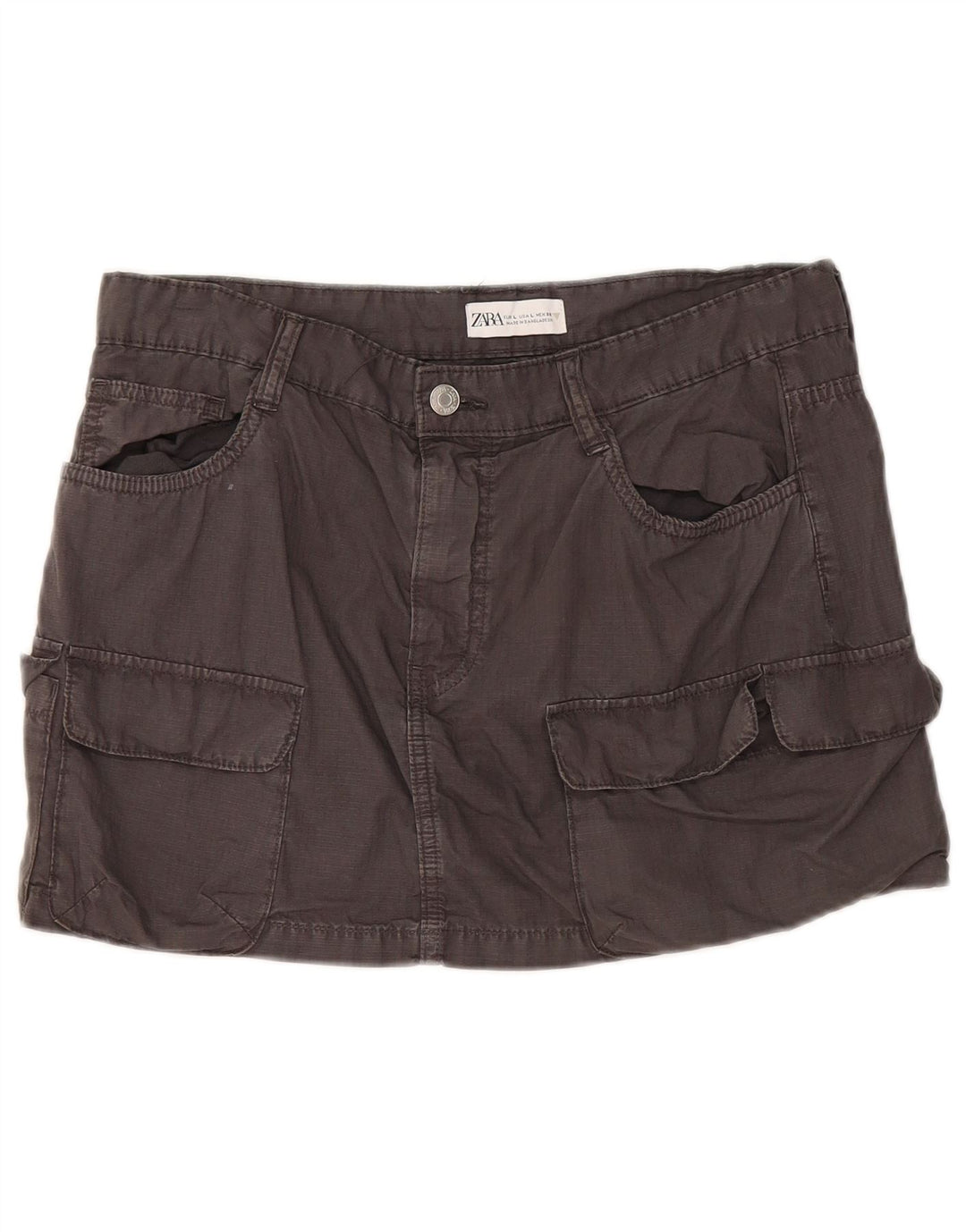Gonna mini cargo da donna Zara grande W30 in cotone grigio