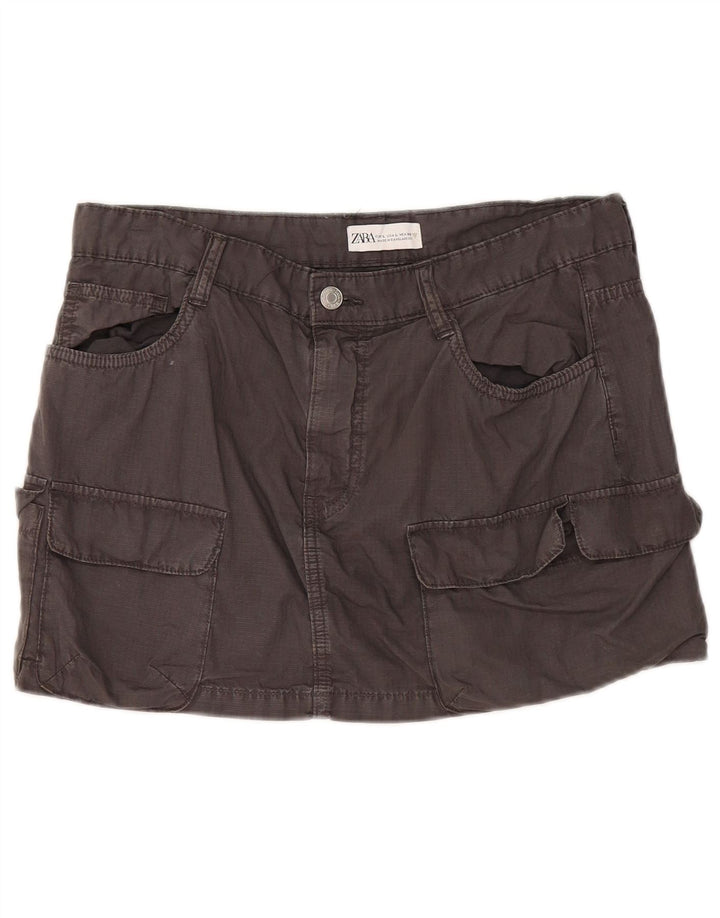 Gonna mini cargo da donna Zara grande W30 in cotone grigio
