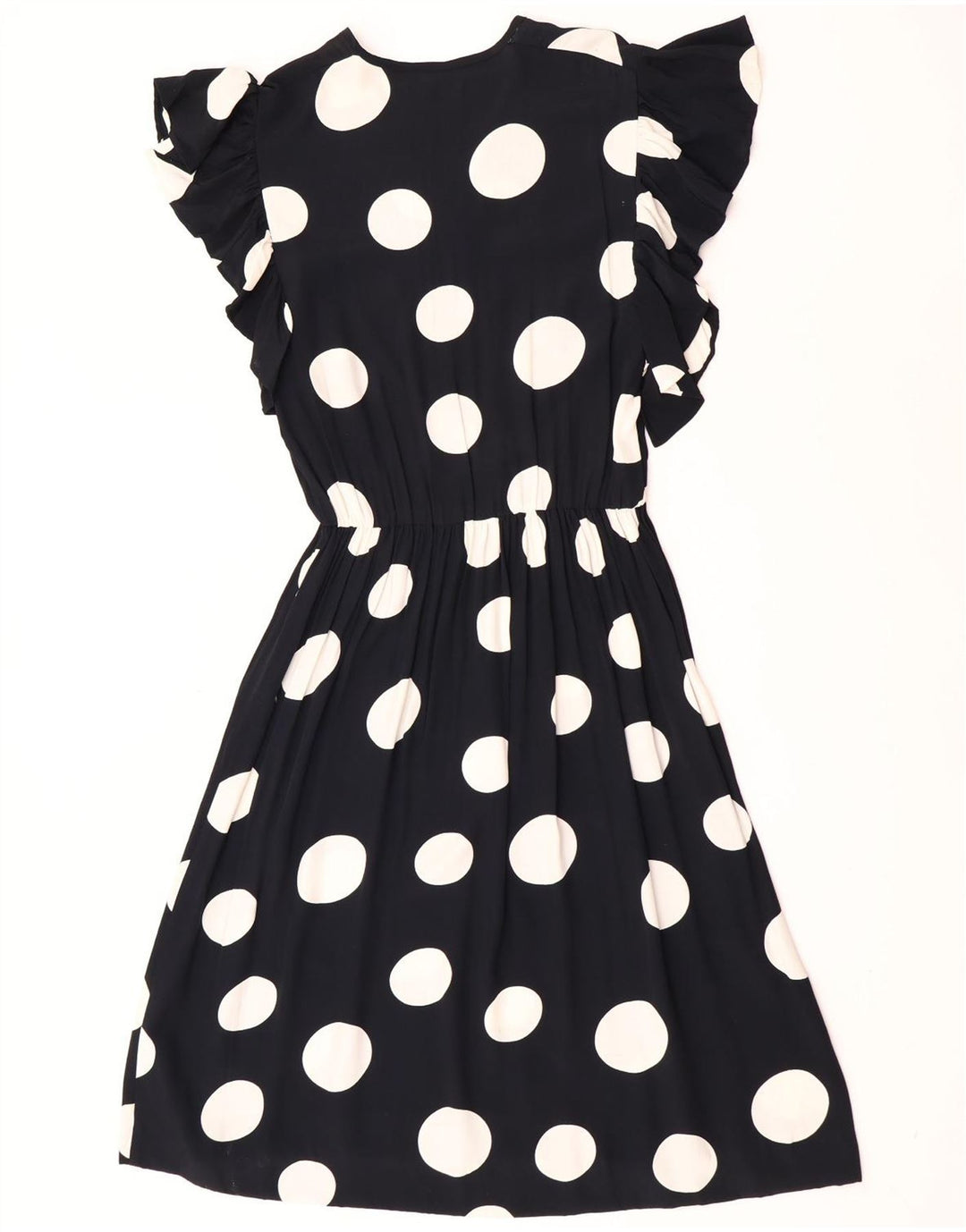 Abito a trapezio vintage da donna UK 12 medio a pois neri