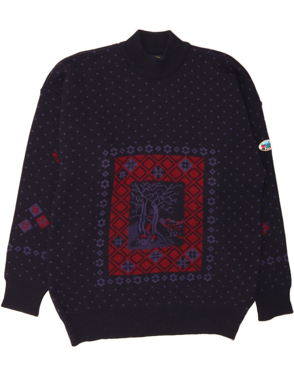 NORTH POLE Maglione da uomo con collo alto 2XL Lana Fair Isle blu navy