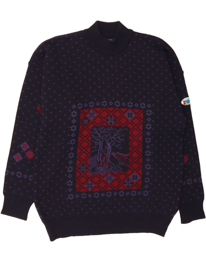NORTH POLE Maglione da uomo con collo alto 2XL Lana Fair Isle blu navy