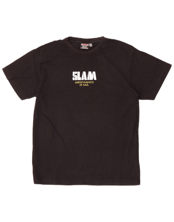 T-shirt grafica da uomo Slam Top in cotone nero medio