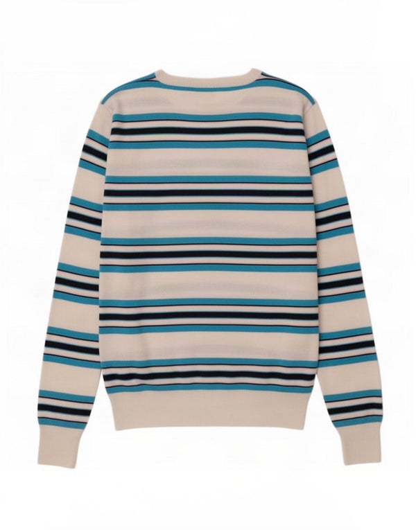 Converse Mens Crew Neck Jumper Sweater Small Blue Striped Cotton