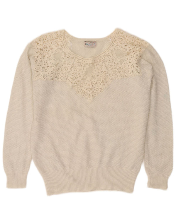 Maglione maglione con scollo a barca Indaco da donna Marks & Spencer UK 12 bianco medio