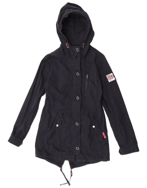 Giacca Parka da donna con cappuccio Superdry UK 10 Small Blu Navy Cotone