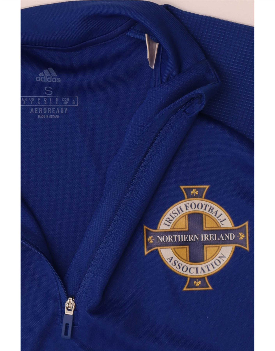 Adidas Uomo Irish Football Zip Neck Pullover Tuta Top Piccola Blu