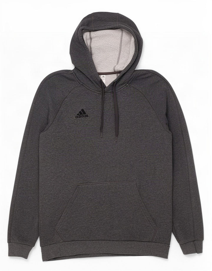 Felpa con cappuccio da uomo Adidas in cotone chiazzato grigio medio