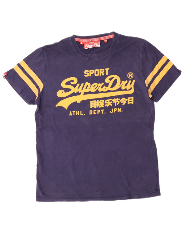 T-shirt grafica da uomo Superdry Top grande in cotone blu navy